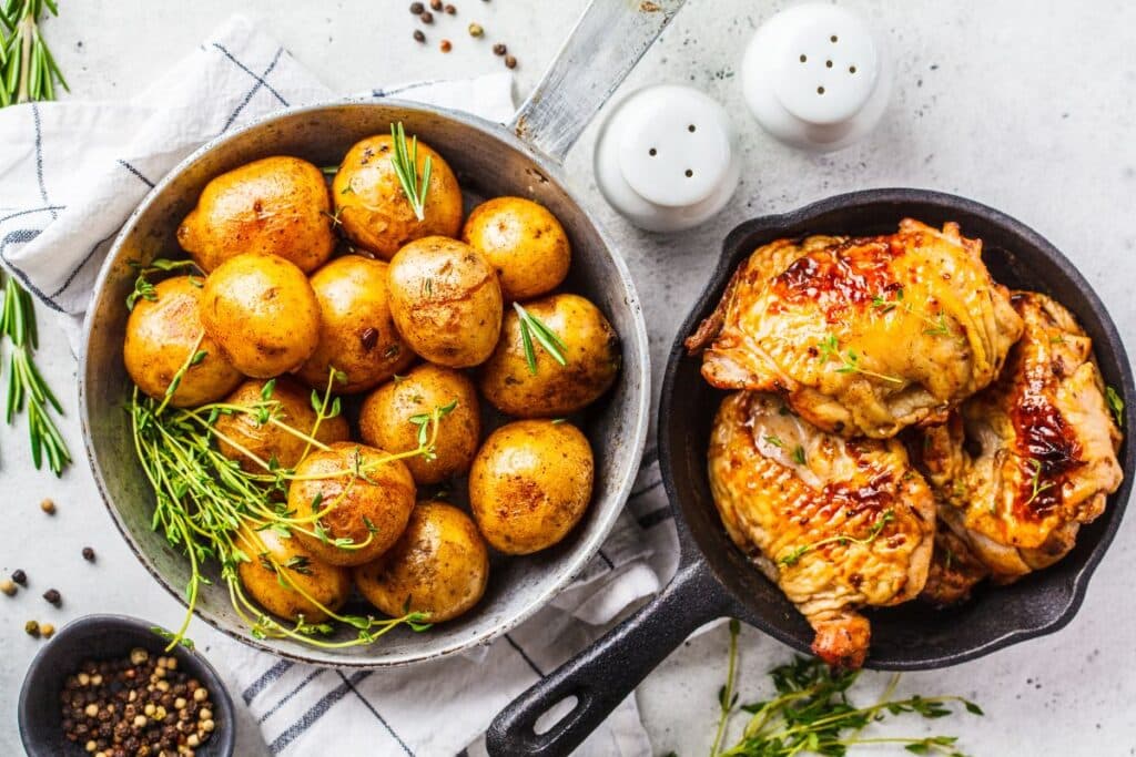 iron-rich cast iron skillet chicken and potatoes meal good for pregnancy