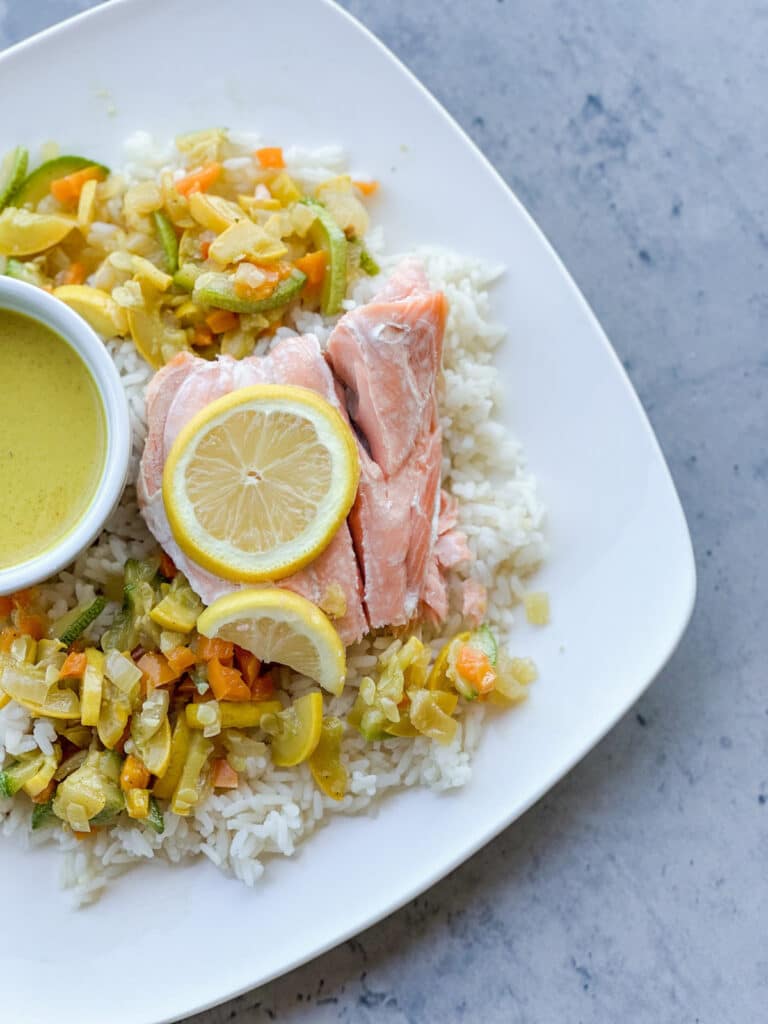 Coconut Curry With Salmon & Vegetables