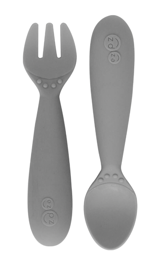 EzPz mini utensils for baby led weaning in gray