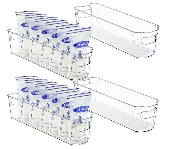 Breastmilk storage container, clear, freezer or fridge organizer for breastmilk bags