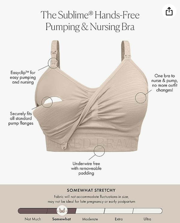 kindered bravely all in one nursing and pumping bra in tan color