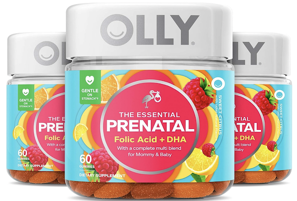 Olly Prenatal multivitamins with DHA & Folic Acid, 3 pack, 60 count