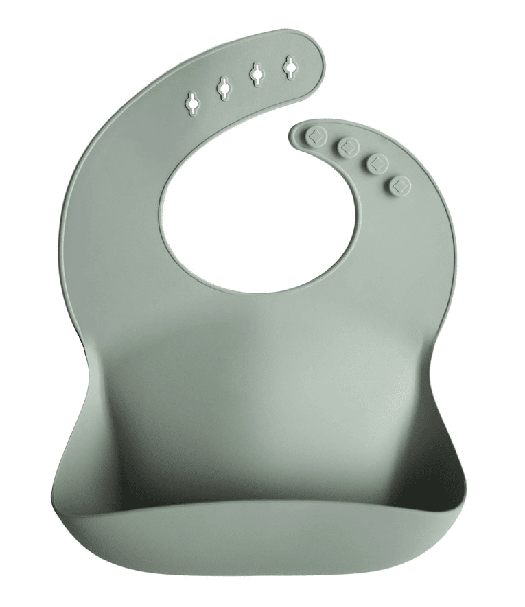 Mushie silicon bib for baby led weaning 